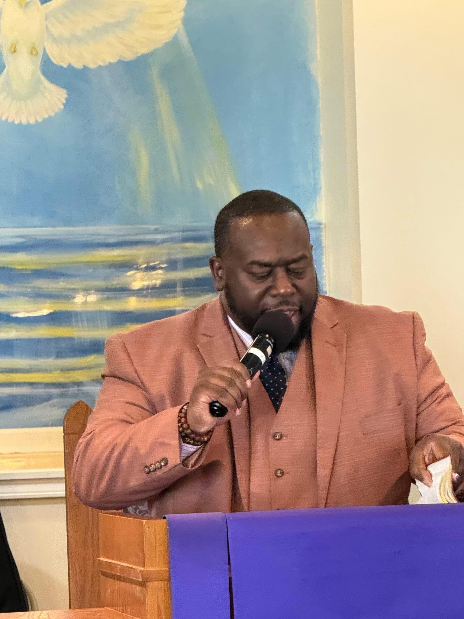 Pastor Trai Williams ministering at Greater Rocky Creek Baptist Church